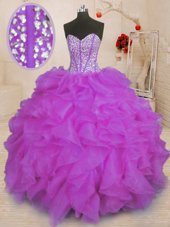 Aqua Blue Quinceanera Gowns Military Ball and Sweet 16 and Quinceanera and For with Beading and Ruffles Sweetheart Sleeveless Lace Up