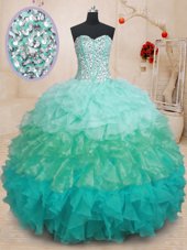 Luxury Floor Length Fuchsia Sweet 16 Dresses Strapless Sleeveless Lace Up