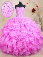 Unique Sleeveless Beading and Ruffles Lace Up Sweet 16 Quinceanera Dress