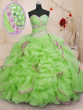 Lovely With Train Sweet 16 Quinceanera Dress Sweetheart Sleeveless Brush Train Lace Up