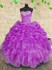 Sexy Sleeveless Lace Up Floor Length Beading and Appliques and Ruffles and Ruching Quinceanera Gown