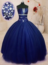 Sleeveless Lace Up Floor Length Beading and Ruffles Ball Gown Prom Dress