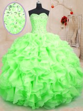 Sleeveless Beading and Ruffles Floor Length Sweet 16 Dress