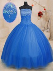 Floor Length Ball Gowns Sleeveless Purple 15th Birthday Dress Lace Up