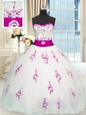 Dynamic Sleeveless Appliques and Belt Lace Up Vestidos de Quinceanera