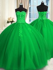 Sleeveless Appliques and Embroidery Lace Up Ball Gown Prom Dress