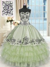 Strapless Sleeveless Lace Up Quinceanera Dress White Satin