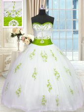 Traditional Sleeveless Beading Floor Length Quinceanera Gowns