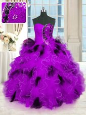 Ball Gowns 15 Quinceanera Dress Multi-color Strapless Tulle Sleeveless Floor Length Lace Up