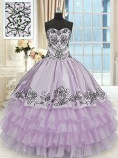 Exceptional Four Piece Beading and Ruffles and Ruching Ball Gown Prom Dress Blue Lace Up Sleeveless Floor Length