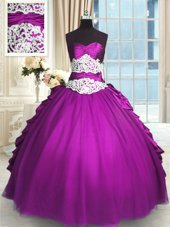 Captivating Lilac Strapless Lace Up Beading and Ruffles Quinceanera Dresses Sleeveless