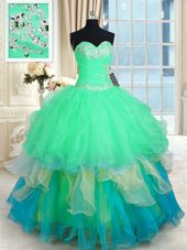 Sleeveless Beading Zipper Quinceanera Dress