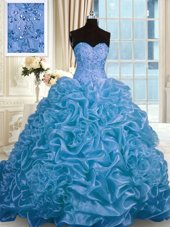 Flirting Floor Length Lace Up Sweet 16 Dress Purple and In for Military Ball and Sweet 16 with Beading and Appliques and Ruching
