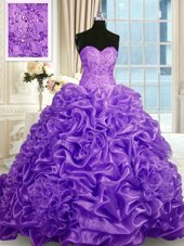 Dazzling Light Yellow Sweetheart Lace Up Beading and Appliques Quinceanera Dresses Court Train Sleeveless
