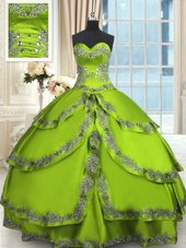 Ruffled Ball Gowns Ball Gown Prom Dress Sweetheart Taffeta Sleeveless Floor Length Lace Up