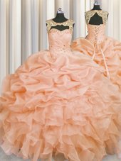 Low Price Sweetheart Sleeveless Organza Vestidos de Quinceanera Beading and Ruffles Lace Up