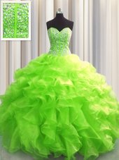 Teal Sweet 16 Dresses Military Ball and Sweet 16 and Quinceanera and For with Beading and Ruching and Belt Sweetheart Sleeveless Lace Up
