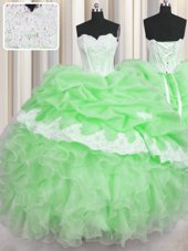 Clearance Pick Ups Sleeveless Organza Lace Up Ball Gown Prom Dress for Military Ball and Sweet 16 and Quinceanera