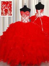 Best Selling Sleeveless Beading and Appliques and Ruffles and Sequins Lace Up Sweet 16 Quinceanera Dress