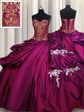 Enchanting Sleeveless Lace Up Floor Length Beading and Appliques and Pick Ups Sweet 16 Dress