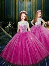 Elegant Floor Length Eggplant Purple Flower Girl Dresses for Less Scoop Sleeveless Clasp Handle