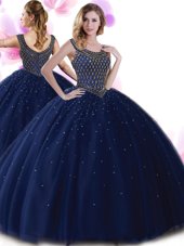 Scoop Lavender Sleeveless Beading Lace Up 15 Quinceanera Dress