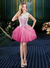 Sexy Scoop Sleeveless Lace Clasp Handle Club Wear