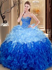 On Sale Multi-color 15th Birthday Dress Military Ball and Sweet 16 and Quinceanera and For with Beading and Ruffles Sweetheart Sleeveless Lace Up
