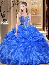 Royal Blue Sweetheart Lace Up Lace and Appliques Quinceanera Dresses Sleeveless