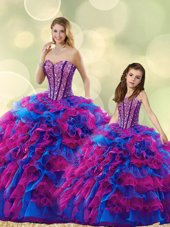 Affordable Floor Length Ball Gowns Sleeveless Multi-color Quinceanera Gown Lace Up
