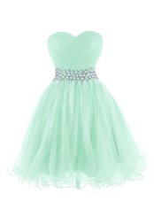 Designer Belt Cocktail Dress Apple Green Lace Up Sleeveless Mini Length