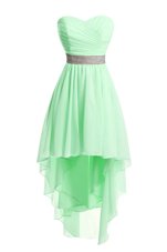 Sweetheart Sleeveless Organza Evening Dress Belt Lace Up