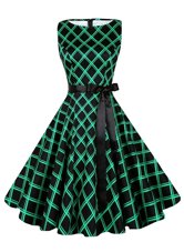 Fantastic Scoop Green Sleeveless Chiffon Zipper Party Dress for Girls for Prom and Party