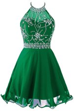Sexy Scoop Sleeveless Zipper Cocktail Dress Green Organza
