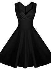 Black Satin Zipper Sweetheart Sleeveless Knee Length Cocktail Dresses Ruching
