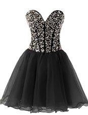 Customized Black Sleeveless Beading Knee Length Cocktail Dresses