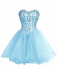 Baby Blue Party Dress for Toddlers Prom and Party and For with Beading Sweetheart Sleeveless Lace Up