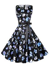 Perfect Scoop Sleeveless Chiffon Teens Party Dress Sashes|ribbons and Pattern Zipper