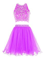 Baby Blue Zipper Scoop Beading Party Dress Wholesale Chiffon Sleeveless