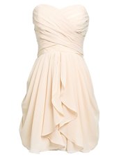 Clearance Champagne Sleeveless Knee Length Ruching Lace Up Cocktail Dresses