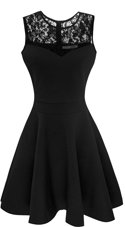 Scoop Black Zipper Womens Party Dresses Lace Sleeveless Tea Length