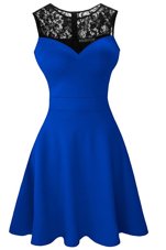 Popular Scoop Royal Blue Sleeveless Lace Tea Length Party Dress for Toddlers