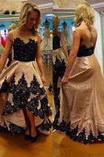 Best Selling Champagne Prom Dresses Prom and For with Lace Bateau Sleeveless Zipper