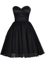 Traditional Knee Length Zipper Casual Dresses Black and In for Prom with Ruching and Belt
