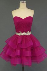 Sleeveless Lace Up Mini Length Beading Cocktail Dress