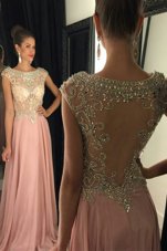 Scoop Sleeveless Chiffon Homecoming Dress Beading and Sequins Zipper