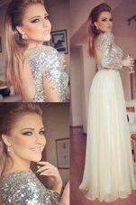 Romantic Scoop Long Sleeves Sequins Backless