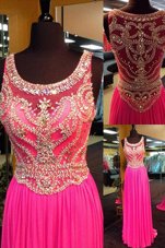 On Sale Scoop Sleeveless Brush Train Side Zipper With Train Beading Prom Dresses