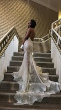 Mermaid Halter Top Sleeveless Court Train Lace Backless Pageant Dress Wholesale