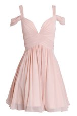 Elegant Peach Backless Sweetheart Ruching Cocktail Dress Chiffon Sleeveless
